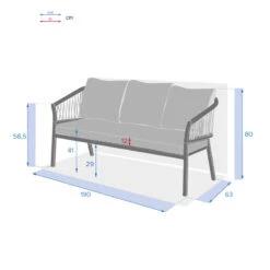 Canapé Extérieur 3 Places Oriengo Anthracite Hespéride -Mobilier Soleil canape exterieur 3 places oriengo anthracite hesperide 3