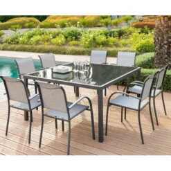 Fauteuil Empilable Piazza Hespéride Galet/graphite -Mobilier Soleil fauteuil empilable piazza hesperide galet graphite 5