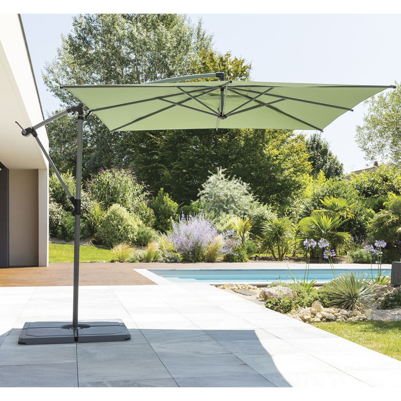 Mobilier Soleil -Mobilier Soleil parasol decentre carre manoa vert olive hesperide 5