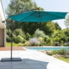 Parasol Décentré Rond Manoa Bleu Canard Hespéride -Mobilier Soleil parasol decentre rond manoa bleu canard hesperide