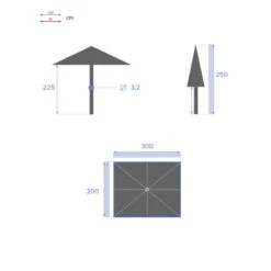 Parasol Mat Central 2x3 M Loompa Canard Hespéride -Mobilier Soleil parasol mat central 2x3 m loompa canard hesperide 1 7