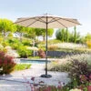 Parasol Mat Central Rond 3m Loompa Taupe Hespéride -Mobilier Soleil parasol mat central rond 3 loompa taupe hesperide