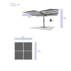 Parasol Setiri 16 M² Ardoise Hespéride -Mobilier Soleil parasol setiri 16 m ardoise hesperide 3