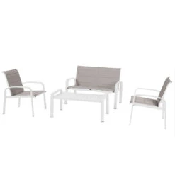 Mobilier Soleil -Mobilier Soleil salon de jardin 4 places elyn noisette blanc hesperide 1 1