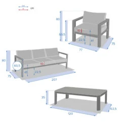 Salon De Jardin 5 Places Jauca Noisette / Gris Boisé Hespéride -Mobilier Soleil salon de jardin 5 places jauca noisette gris boise hesperide 1 3