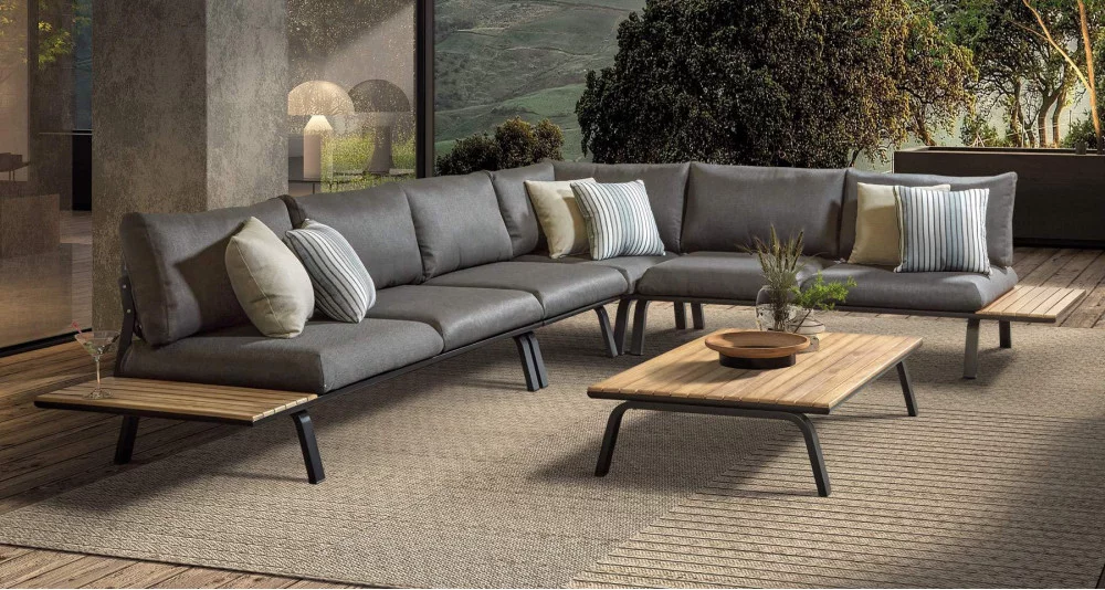 Mobilier Soleil -Mobilier Soleil salon de jardin d angle en bois haut de gamme fuerte