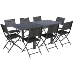 Table Rectangulaire Extensible Piazza 8 P. Graphite Hespéride -Mobilier Soleil table rectangulaire extensible piazza 8 personnes graphite hesperide 4