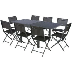 Table Rectangulaire Extensible Piazza 8 P. Graphite Hespéride -Mobilier Soleil table rectangulaire extensible piazza 8 personnes graphite hesperide 5