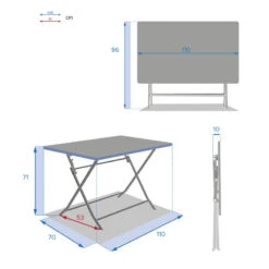 Table Rectangulaire Pliante Greensboro 4p Graphite Hespéride -Mobilier Soleil table rectangulaire greensboro 110x70cm graphite hesperide 5