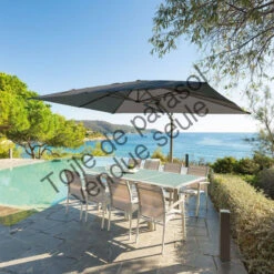 Toile Rempl. Rectangulaire En Oléfine Anthracite Eléa Hespéride -Mobilier Soleil toile remplacement rectangulaire anthracite pour parasol elea hesperide 3